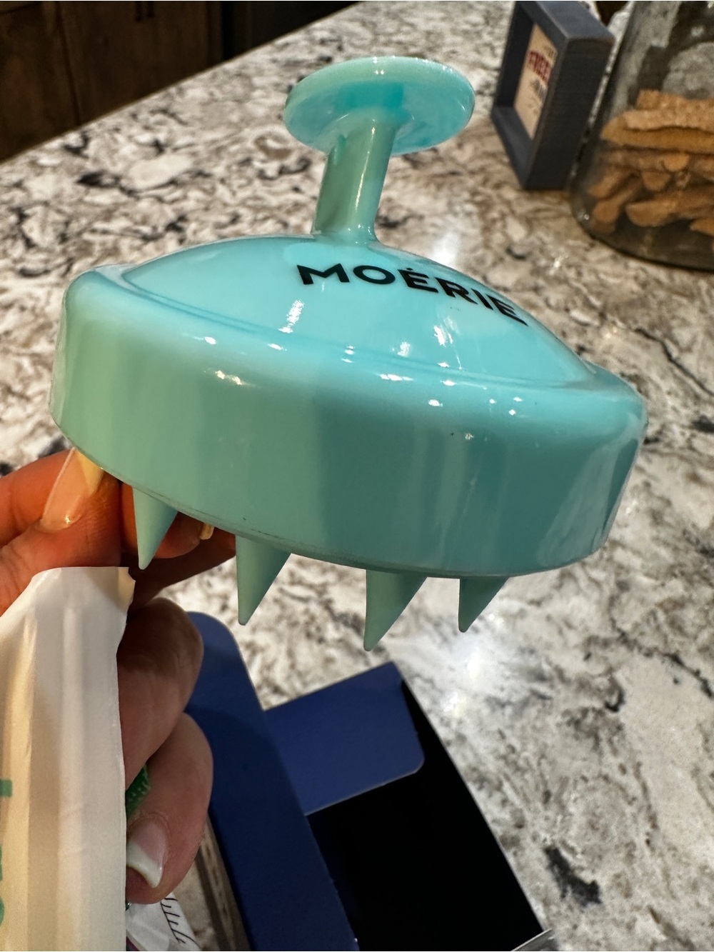 Scalp Massager Shampoo Brush in Aqua Moerie ultimate hair boost